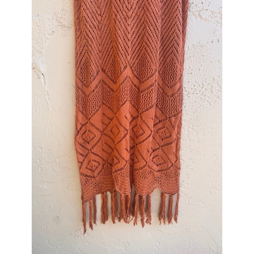 Cupshe NEW Rust Crochet Fringe Mini Dress Festival Mesh Boho Indie Hippie - Picture 10 of 12